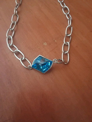 Necklace with stainless steel chain turquoise and silver made to order