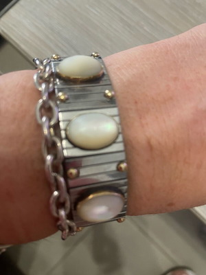 Nomination bracelet stainless steel with 750k gold and semi-precious stones
