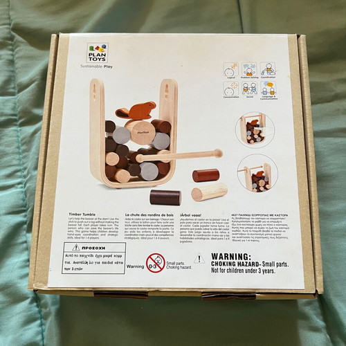 Plan Toys Timber Tumble game like new with beaver