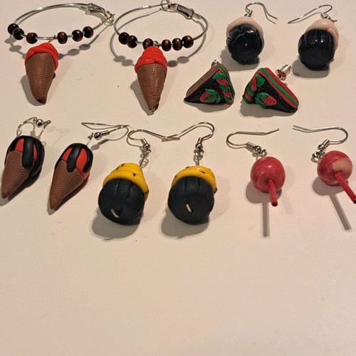 Children's earrings set like new, colorful, 6 pairs