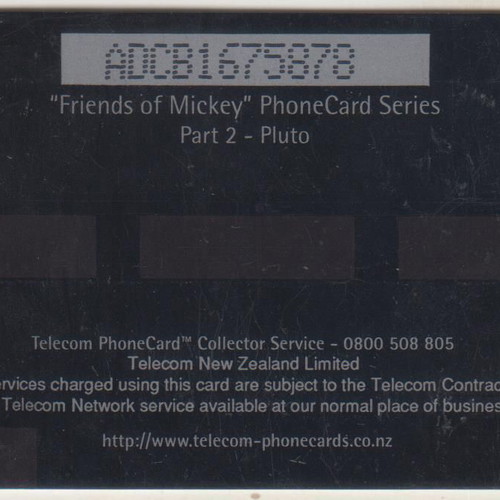 New Zealand Disney Friends of Mickey Pluto 2 phonecard