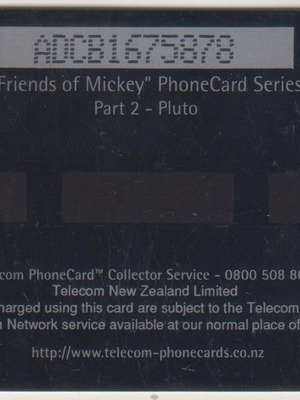 New Zealand Disney Friends of Mickey Pluto 2 phonecard