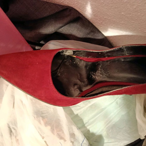 Suede pumps used, burgundy color, size 36, thin heel 8 cm