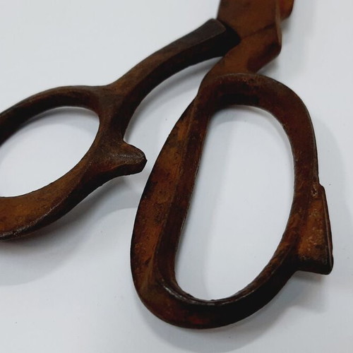 Large Hand-Forged Iron Scissors 27 cm, used, rustic industrial style
