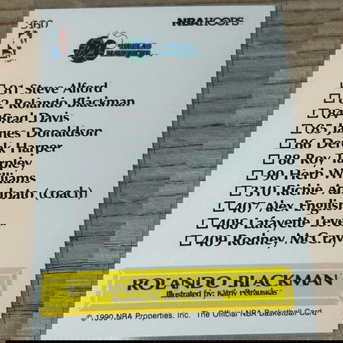 Κάρτα Rolando Blackman Dallas ΑΕΚ NBA Hoops 1990