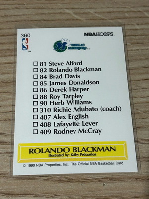 Κάρτα Rolando Blackman Dallas ΑΕΚ NBA Hoops 1990