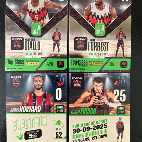 Panini Top Class EuroLeague 2025-26 collectible 4-card Baskonia set like new