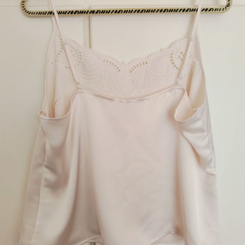 H&M camisole satin cream top with embroidery XL like new