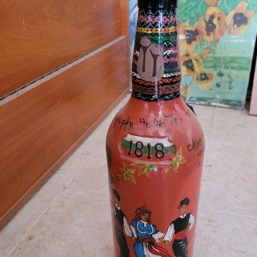 Hand-painted wine bottle new