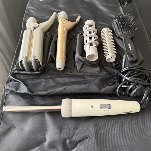Philips Hair Styling Iron used with accessories and carrying case
