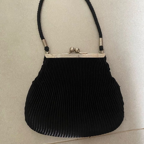 Vintage Max Factor black clutch handbag used