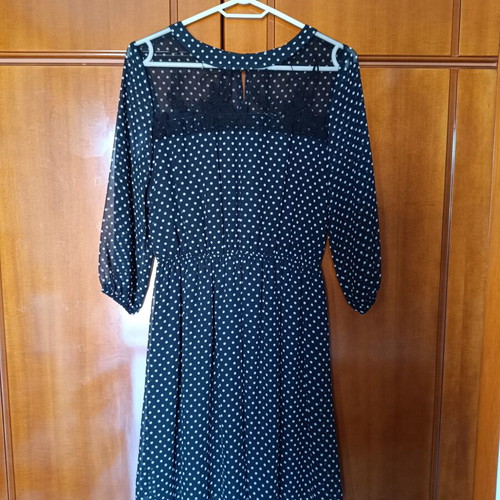 Desiree polka dot dress used, black and white, polyester