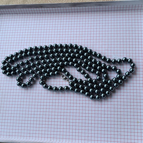 Long necklace with tourmaline beads like new, gray