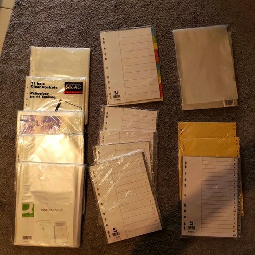Stationery pack new with 300 sleeves, 20 binders, 5 folders