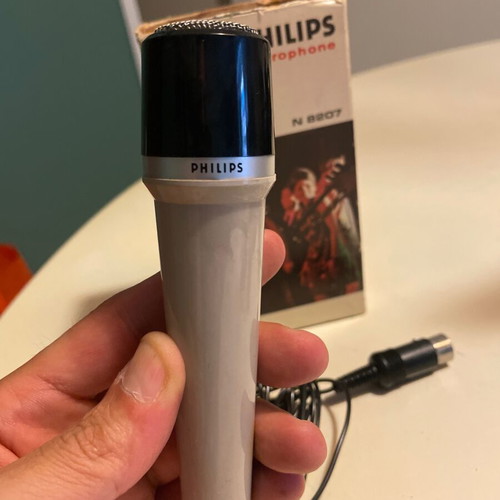 Philips N 8207 vintage dynamic microphone used, white