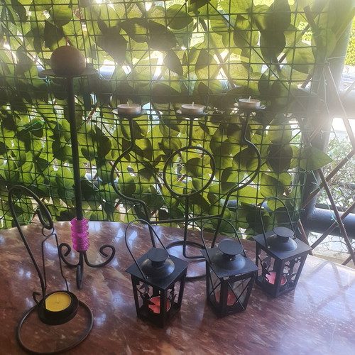 Metal candle holders collection of 6