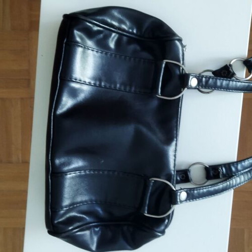 Leather shoulder bag black with studs used
