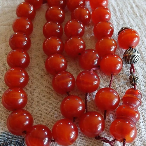 Mastic Bakelite Worry Beads with Silver Elements Like New