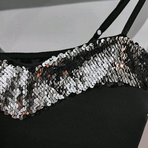 Black bodysuit with silver/black sequins like new