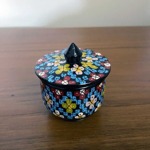 Set of 4 handmade decorative mosaic jars like new