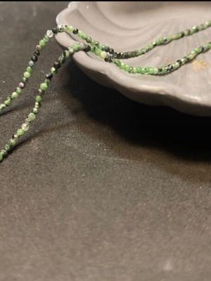 Necklace with Zoisite semiprecious stones new, 41 cm, green