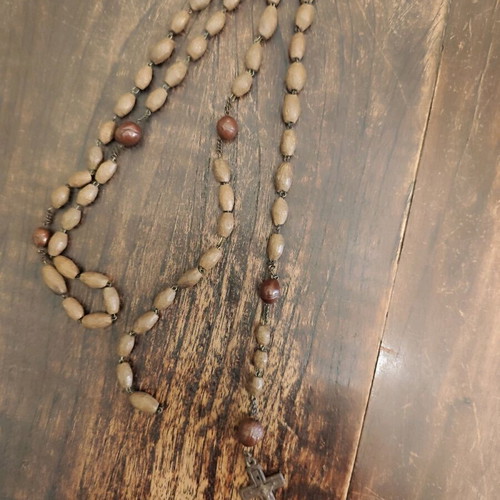 Rosary used with old chain and cross, possibly olive pit beads