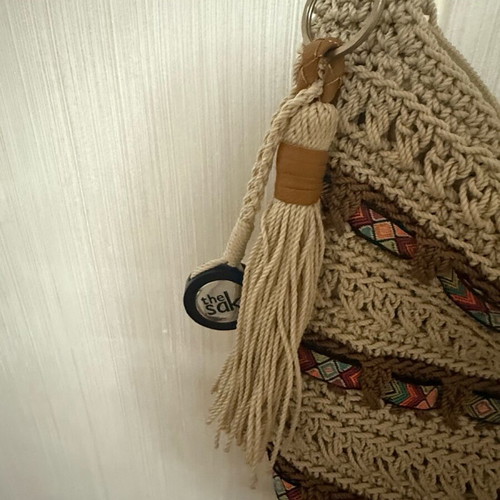Knitted shoulder bag boho style beige like new