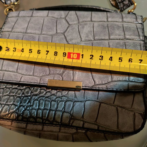 Double sided bag used, grey and silver croco-snake style