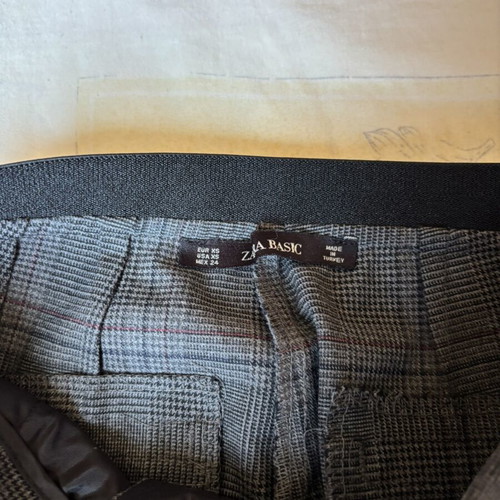 Zara Basic plaid women's pants XS like new, gray check