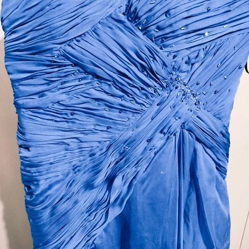 Long dress used, blue, size 46 with slit and scarf