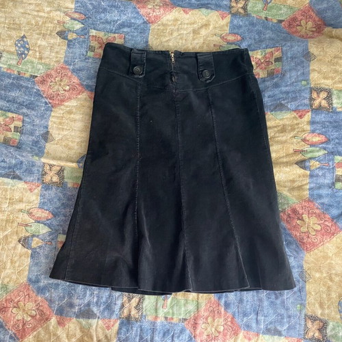 Black corduroy midi skirt high-waisted A-line, like new