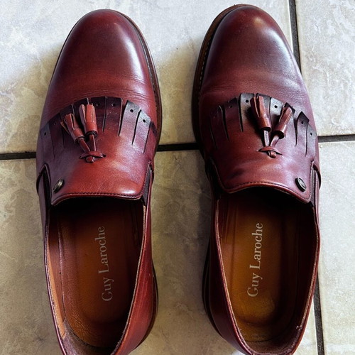 Guy Laroche men's leather shoes dark brown-burgundy like new size 43