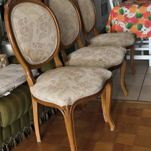 Living room chairs used, set of 3, fabric needs care