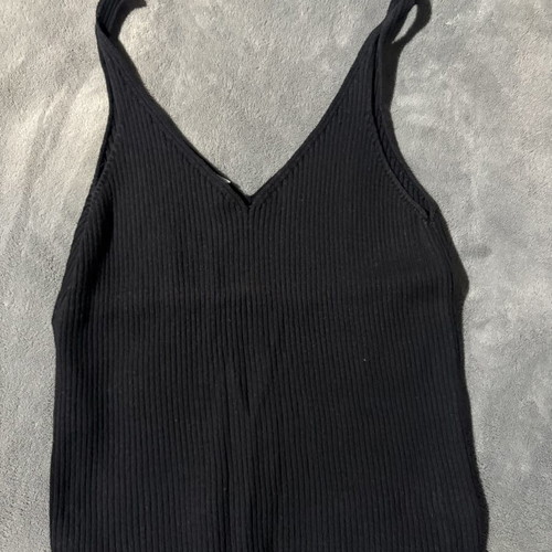 Stradivarius black ribbed crop top used, size M