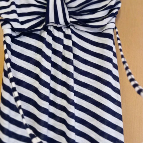 Benissimo dress white-blue striped, long, like new