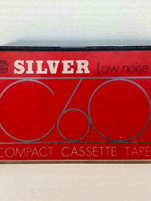 Silver audio cassette used, vintage Japan