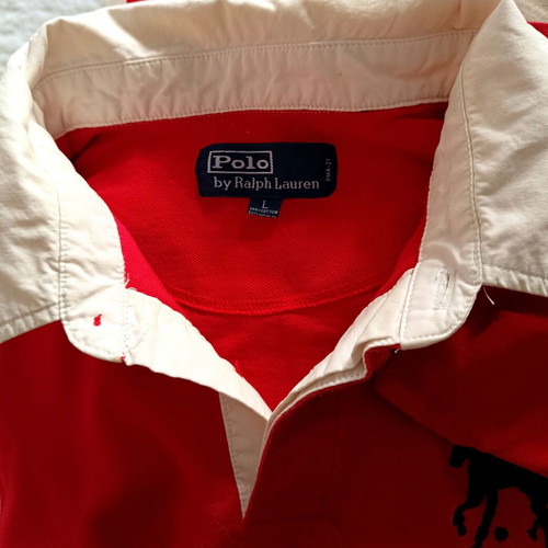 Polo Ralph Lauren Rugby Shirt Double Big Pony size L like new, red and white