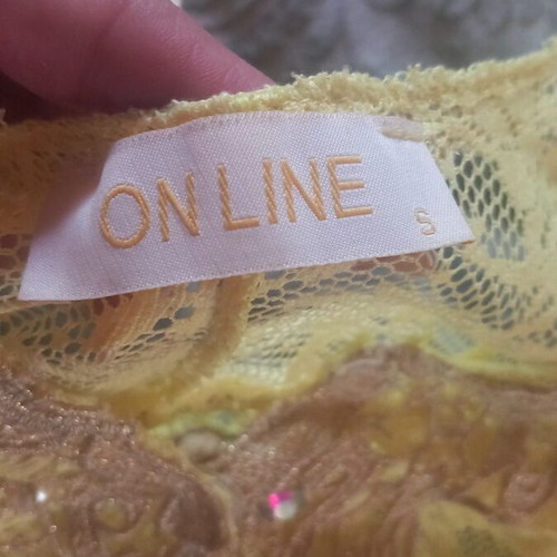 On Line women's dress like new, yellow, lace