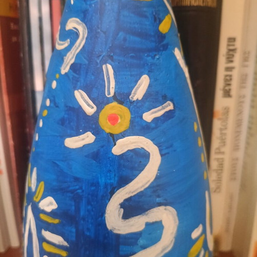 Handpainted bottle with indelible colors 31cm like new