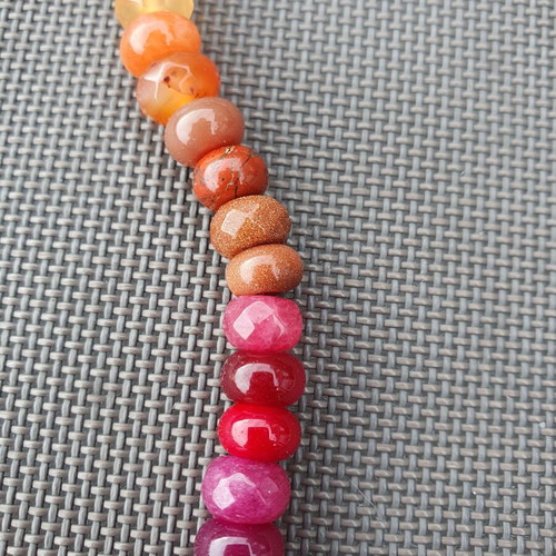 Rainbow Multicolour Semi-Precious Stone Beaded Necklace with Gold Tone Clasp