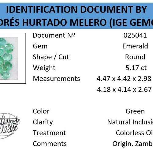 Set of 15 Natural Emeralds 5.17ct Round Cut with IGE Certificate
