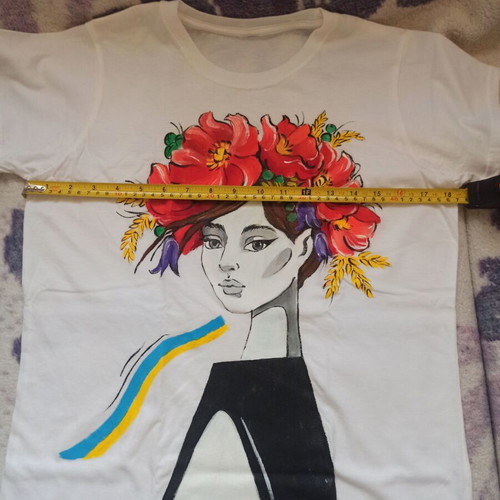 Χειροποίητα T-shirts με ακρυλικά σετ 2 τεμαχίων καινούργια, μεγέθη S & M, άσπρα