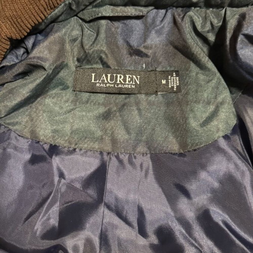Ralph Lauren thin quilted jacket, blue/teal with brown corduroy collar
