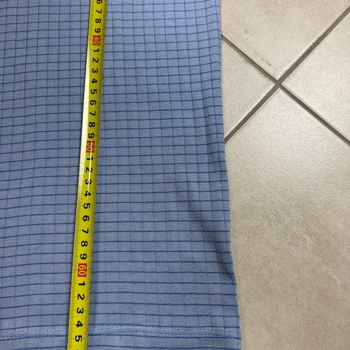 Vintage Victor 100% Cotton Polo XS used, light-blue grid with navy trim