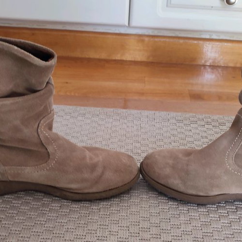 Leather Suede Beige Honey Ankle Boots Size 37 Used