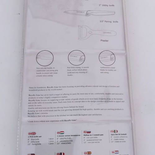 Royalty Line RL-3DL Knife Set new, 3 pcs with peeler