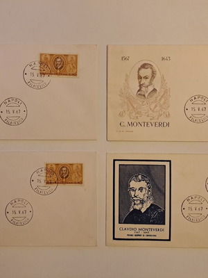 Claudio Monteverdi First Day Covers Italy 1967 set of 4 like new