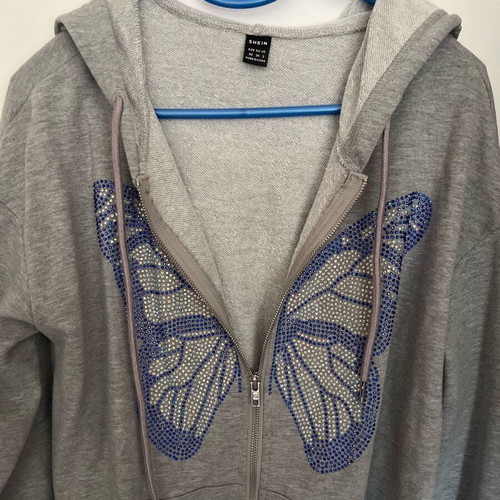Shein grey jacket with butterfly like new, size XS