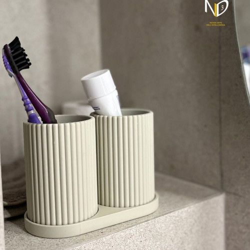 Minimal double toothbrush holder 3D printed striped new