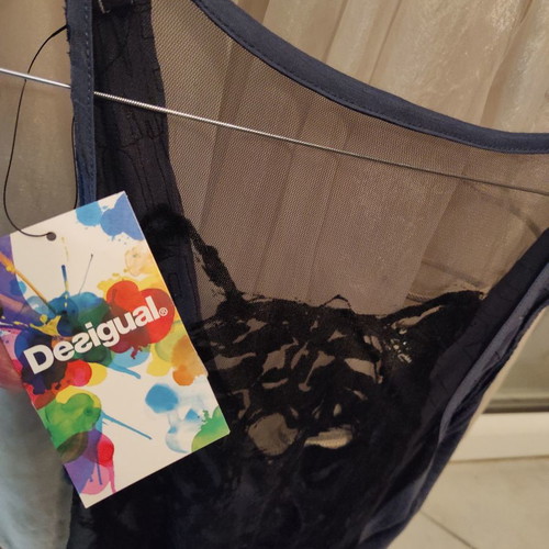 Desigual blouse new, blue, draped, size L